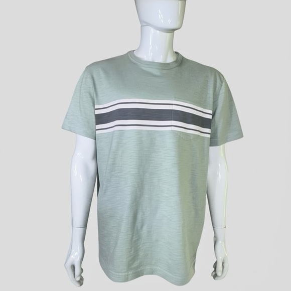 George Men's Juniper Green Striped Short Sleeve Pocket T-Shirt - Picture 1 of 7